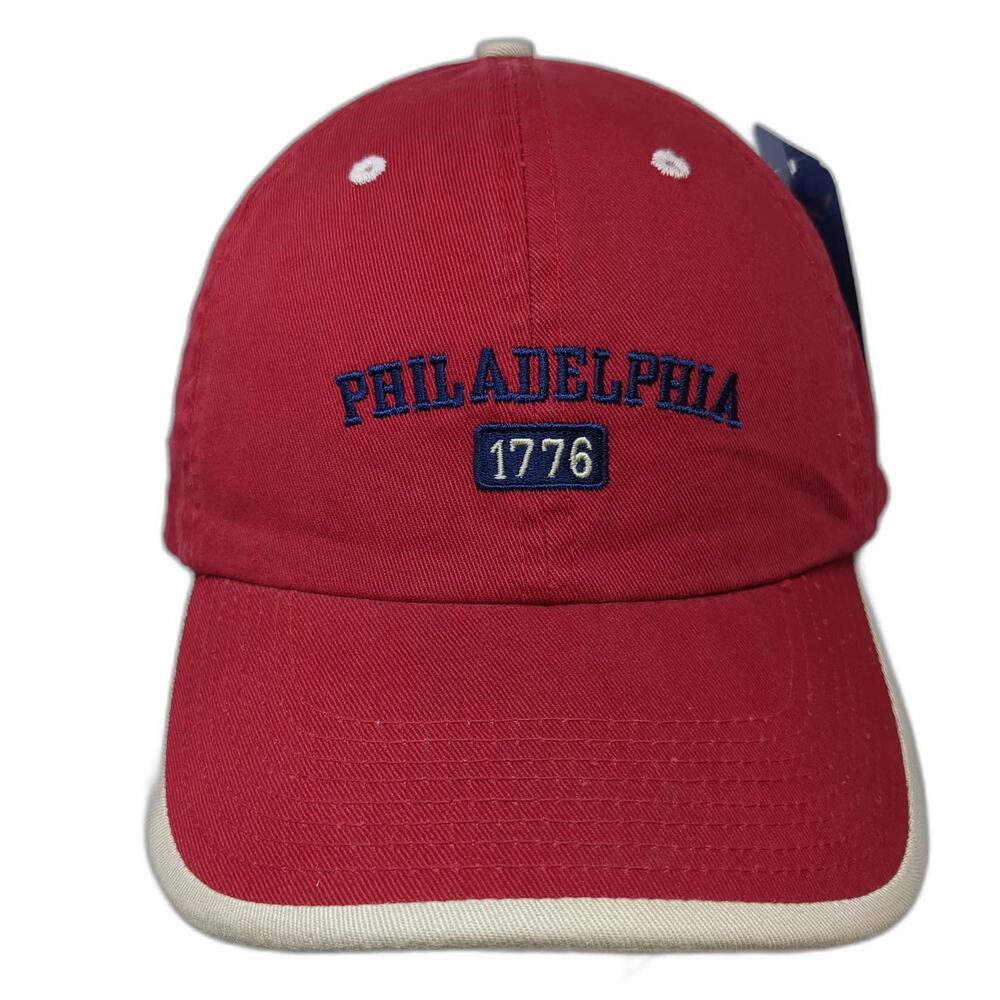 Perrin Baseball Cap Red One Size Philadelphia 1776 Embroidery Slideback Hat